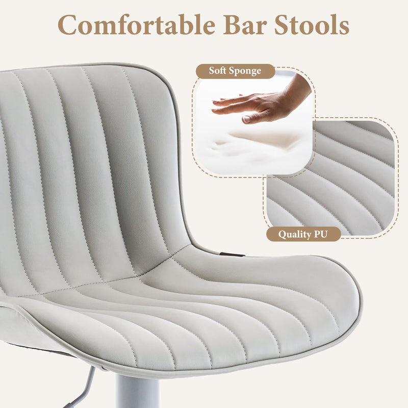 Bar Stools Modern Breakfast Camel PU Leather Kichen (Set of 2)