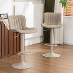Bar Stools Swivel Barstools Faux Leather Adjustable Soft (Set of 2)