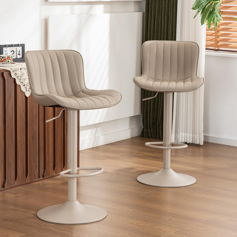 Bar Stools Modern Breakfast Camel PU Leather Kichen (Set of 2)