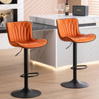 Bar Stools Swivel Barstools Faux Leather Adjustable Soft (Set of 2)