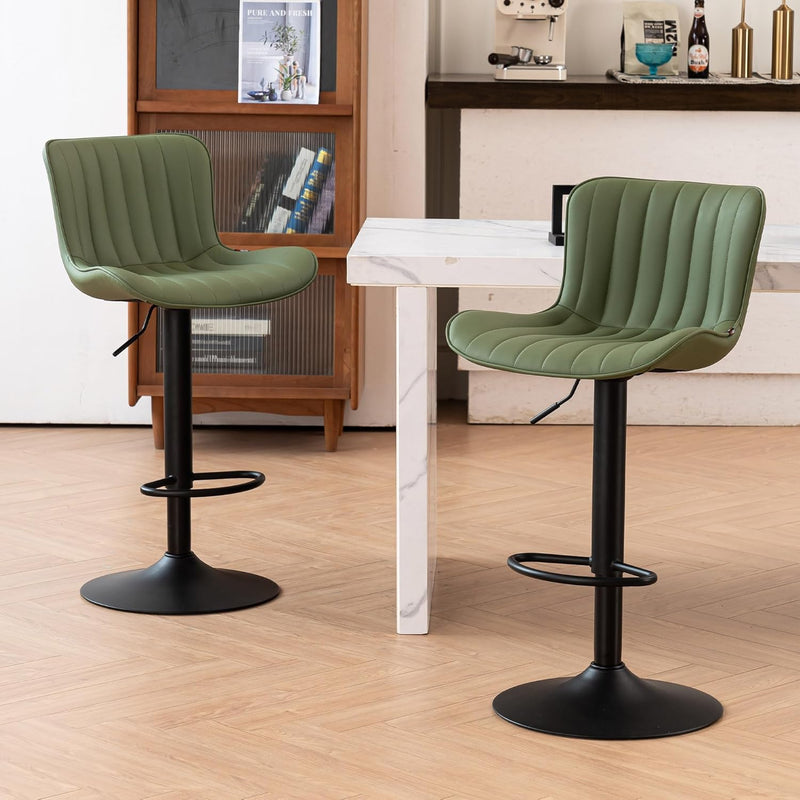 Bar Stools Modern Breakfast Camel PU Leather Kichen (Set of 2)