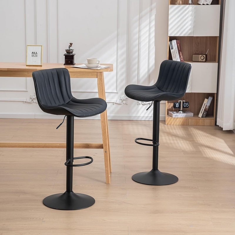 Bar Stools Modern Breakfast Camel PU Leather Kichen (Set of 2)