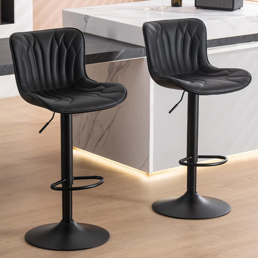 Bar Stools Swivel Breakfast Barstools Faux Leather Kitchen (Set of 2)