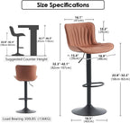 Bar Stools Adjustable Swivel Barstools Faux Leather Wing (Set of 2)