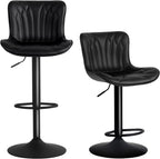 Bar Stools Swivel Breakfast Barstools Faux Leather Kitchen (Set of 2)