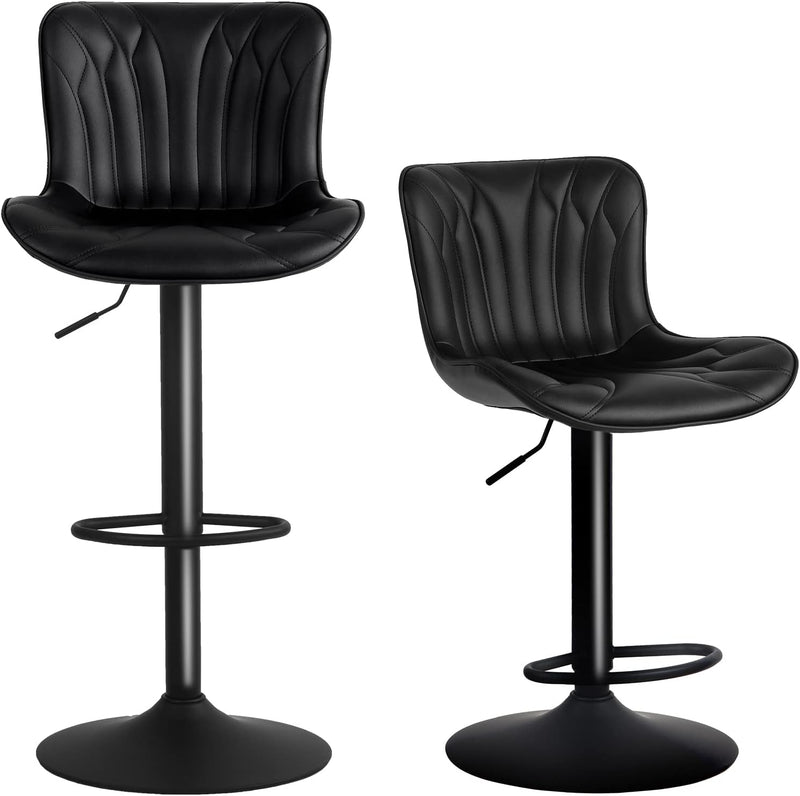 Bar Stools Swivel Breakfast Barstools Faux Leather Kitchen (Set of 2)
