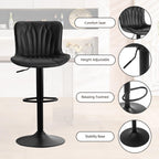 Bar Stools Swivel Breakfast Barstools Faux Leather Kitchen (Set of 2)