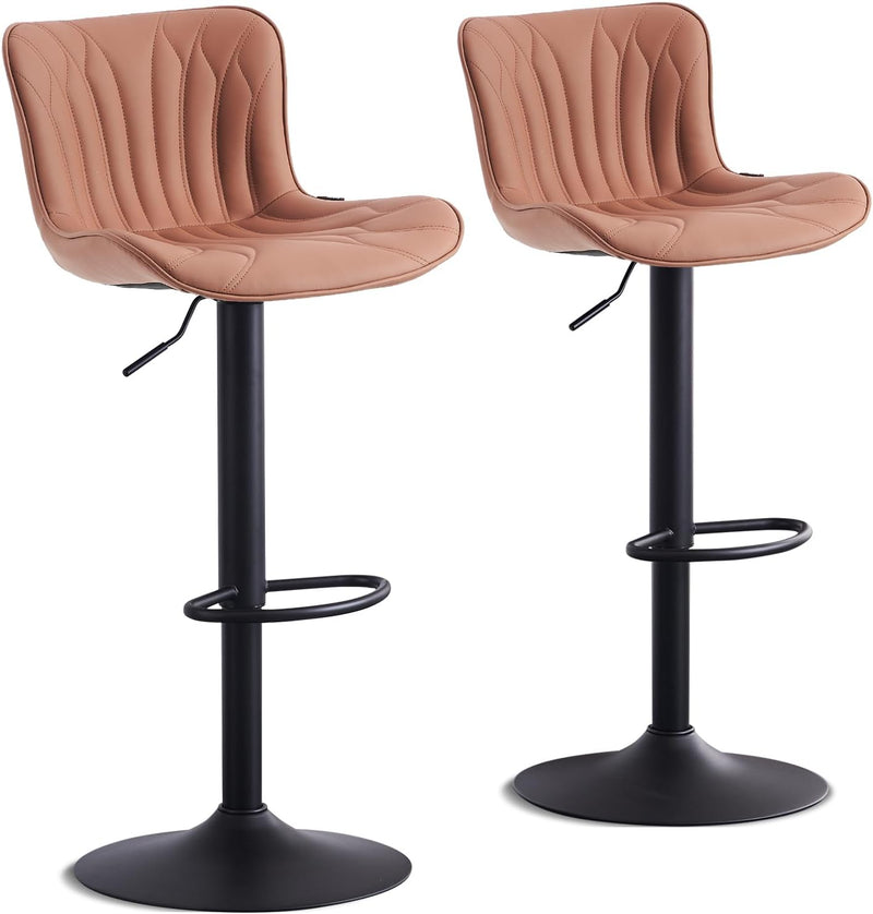 Bar Stools Adjustable Swivel Barstools Faux Leather Wing (Set of 2)