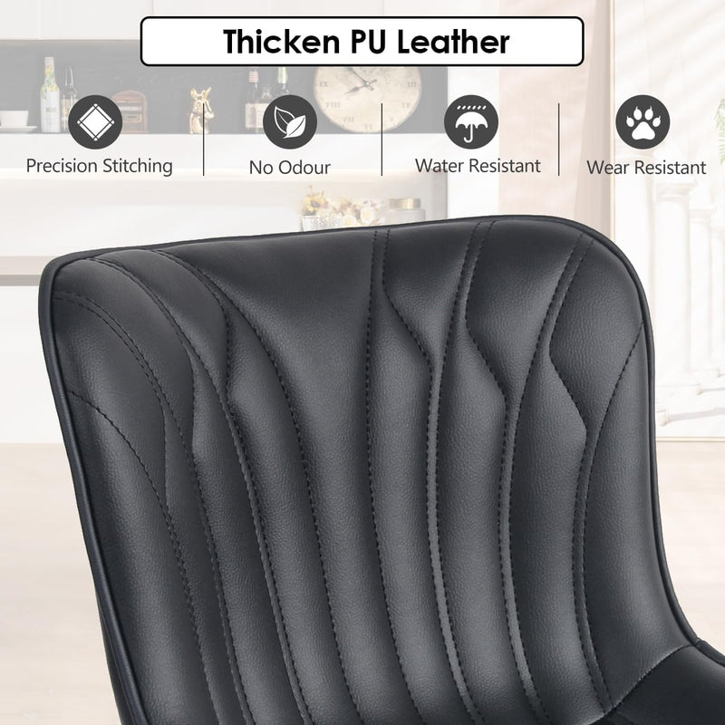 Bar Stools Swivel Breakfast Barstools Faux Leather Kitchen (Set of 2)