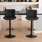 Bar Stools Swivel Breakfast Barstools Faux Leather Kitchen (Set of 2)