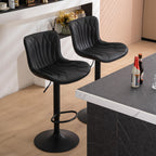 Bar Stools Swivel Breakfast Barstools Faux Leather Kitchen (Set of 2)