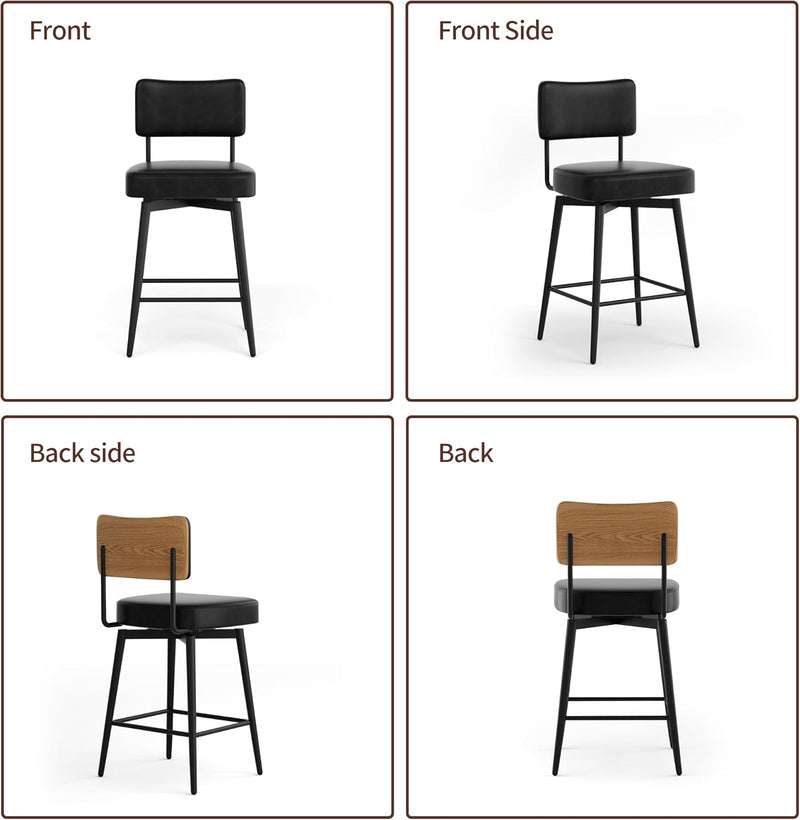 Bar Stools Swivel Breakfast Barstools Kitchen Island Counter (Set of 2)