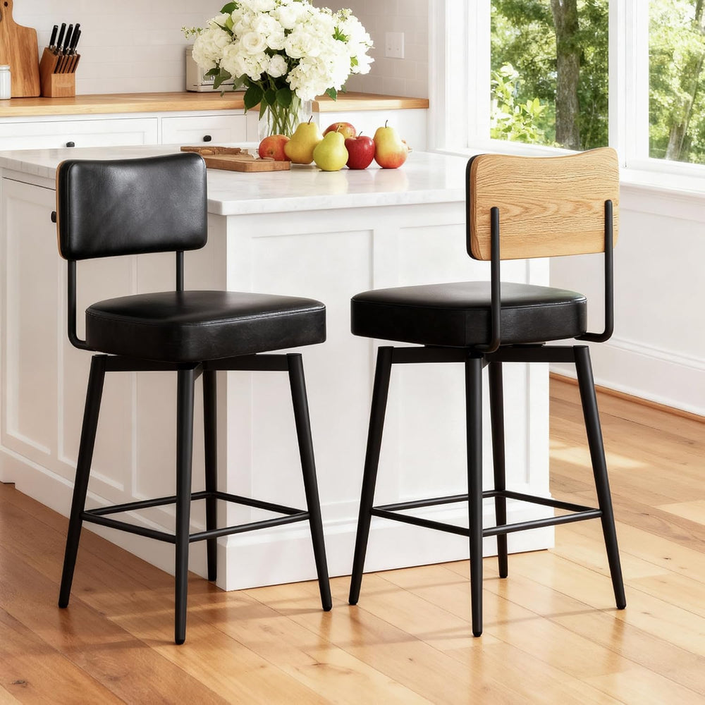 Bar Stools Swivel Breakfast Barstools Kitchen Island Counter (Set of 2)