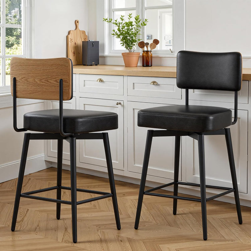 Bar Stools Swivel Breakfast Barstools Kitchen Island Counter (Set of 2)