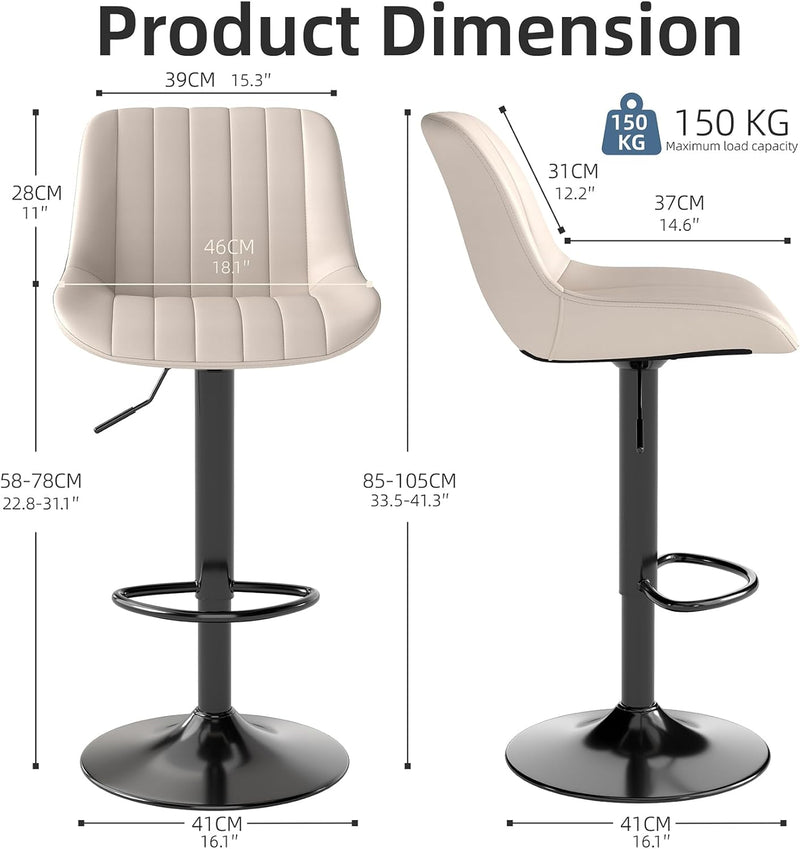 Bar Stools Swivel Counter Height Barstools with Back (Set of 4)