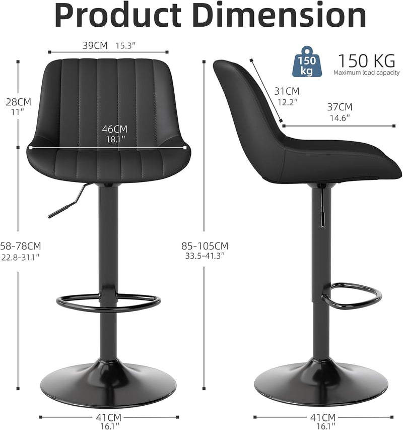 Bar Stools Swivel Counter Height Barstools with Back (Set of 4)