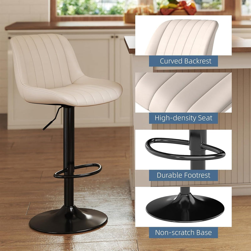 Bar Stools Swivel Counter Height Barstools with Back (Set of 4)
