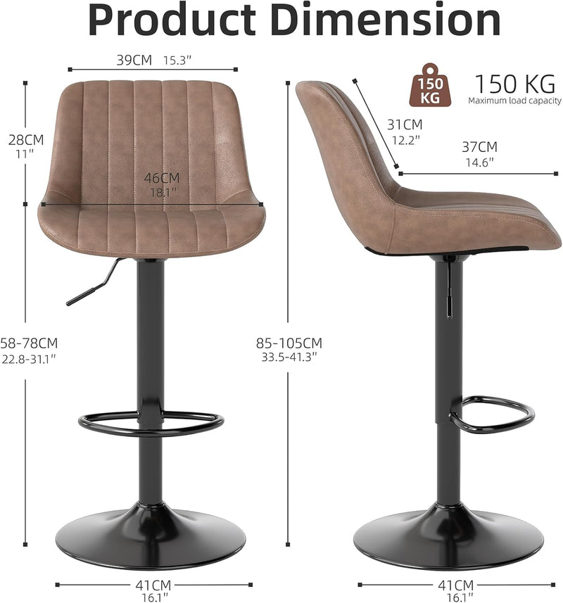 Bar Stools Swivel Counter Height Barstools with Back (Set of 4)