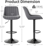 Bar Stools Swivel Counter Height Barstools with Back (Set of 2)