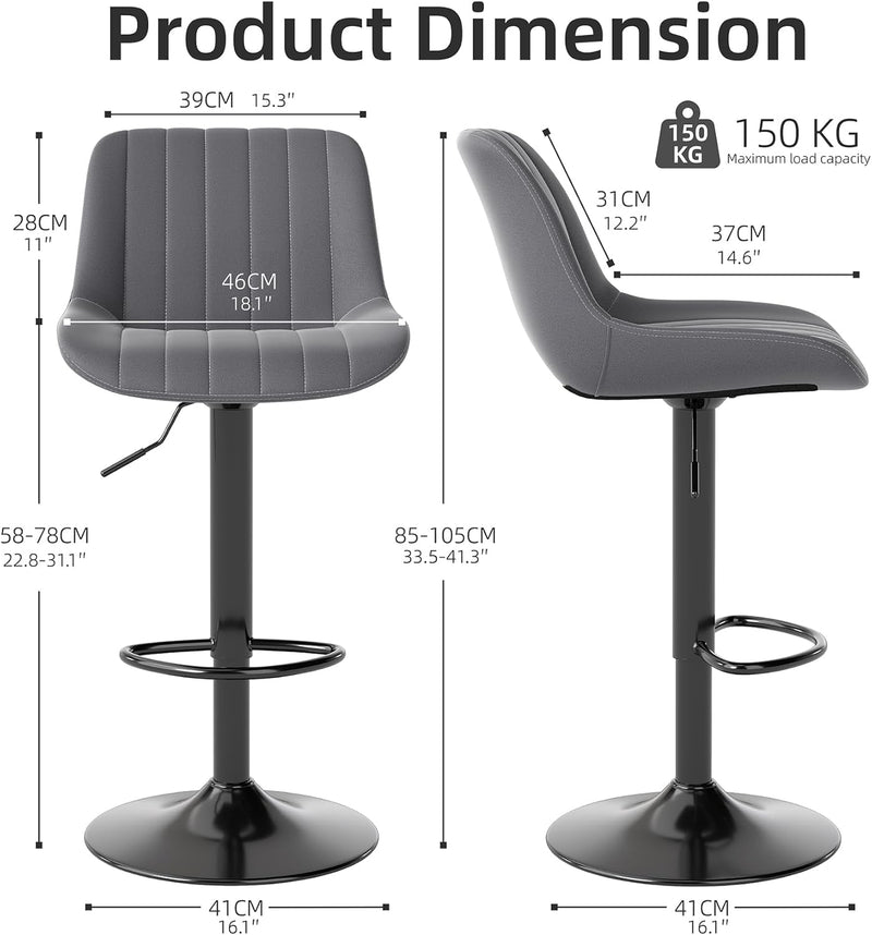 Bar Stools Swivel Counter Height Barstools with Back (Set of 4)