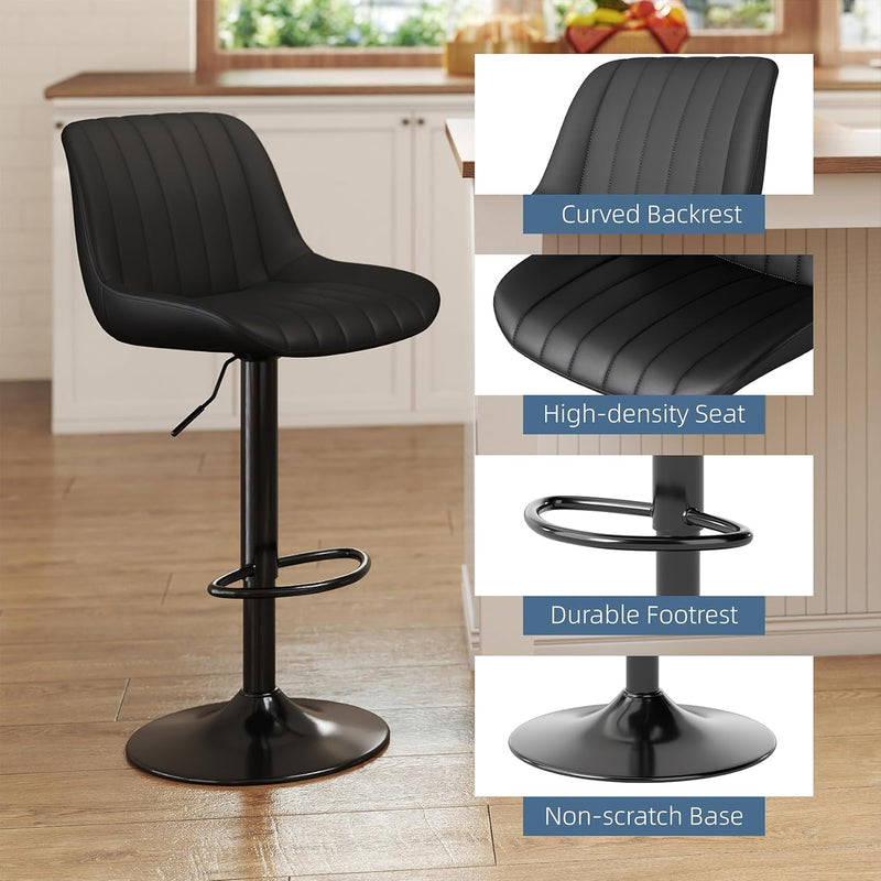 Bar Stools Swivel Counter Height Barstools with Back (Set of 4)