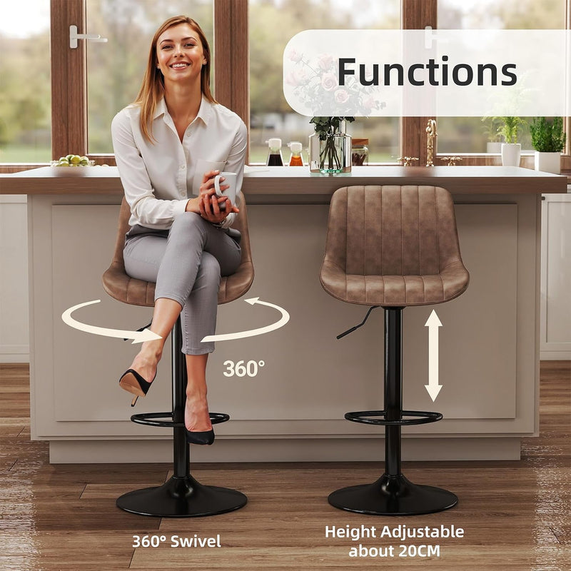 Bar Stools Swivel Counter Height Barstools with Back (Set of 4)