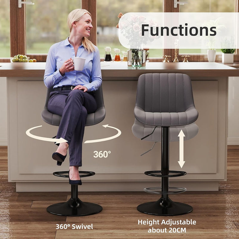 Bar Stools Swivel Counter Height Barstools with Back (Set of 4)
