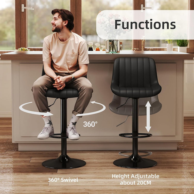 Bar Stools Swivel Counter Height Barstools with Back (Set of 4)