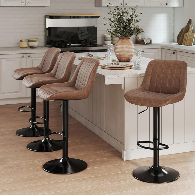 Bar Stools Swivel Counter Height Barstools with Back (Set of 4)