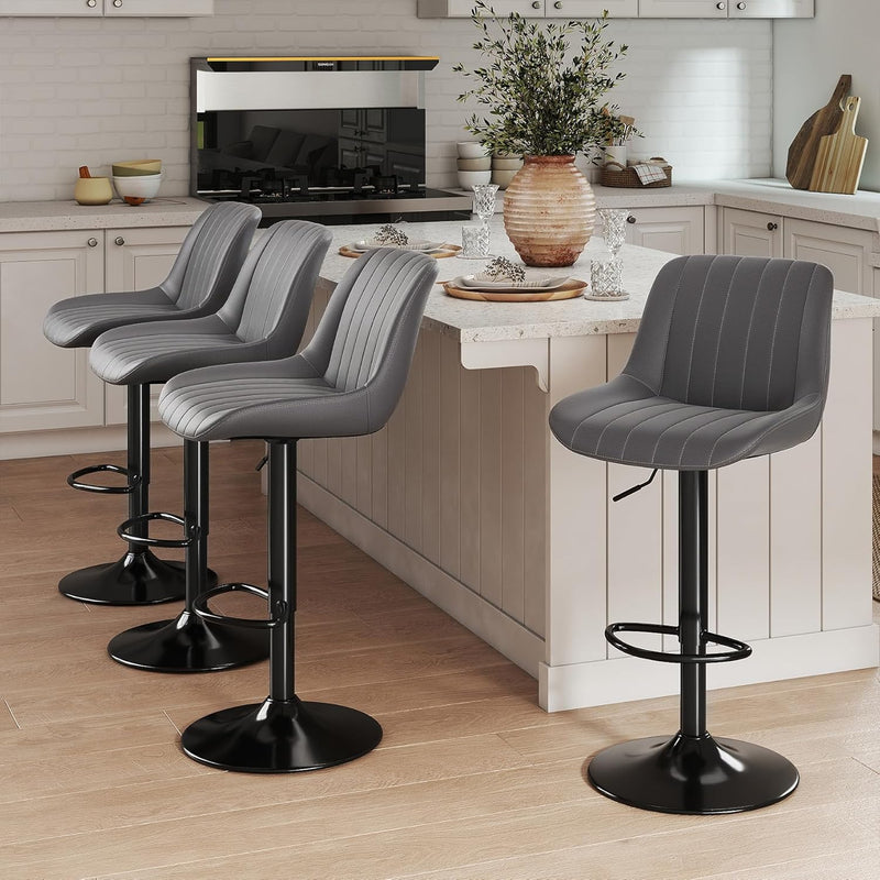 Bar Stools Swivel Counter Height Barstools with Back (Set of 4)