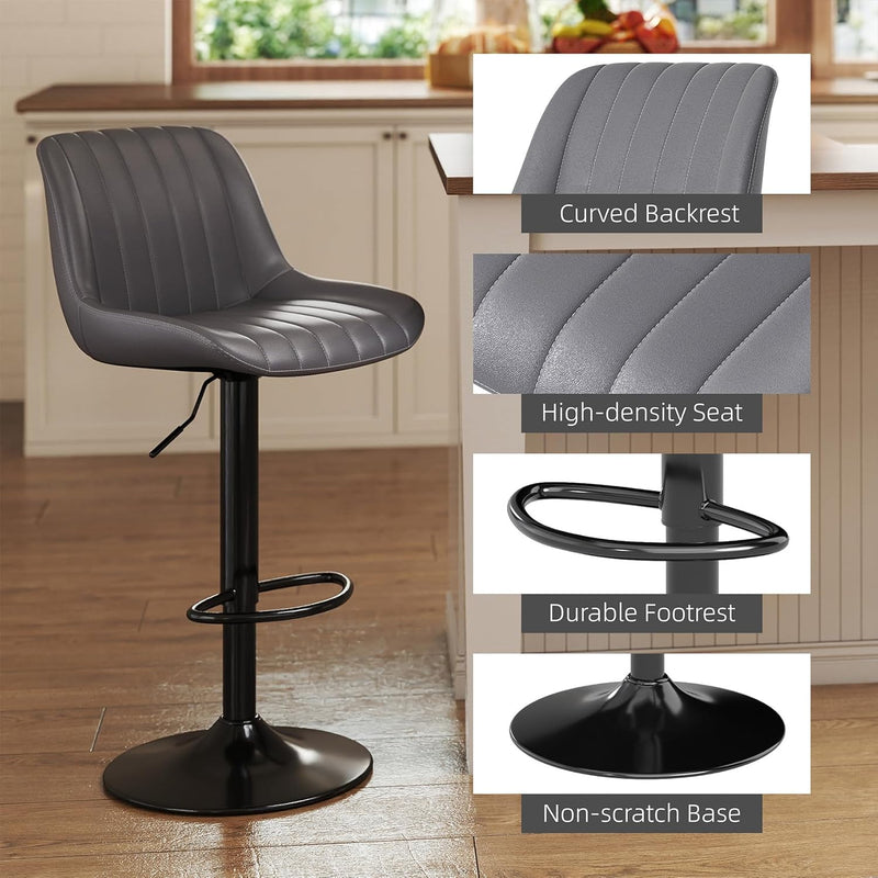 Bar Stools Swivel Counter Height Barstools with Back (Set of 4)