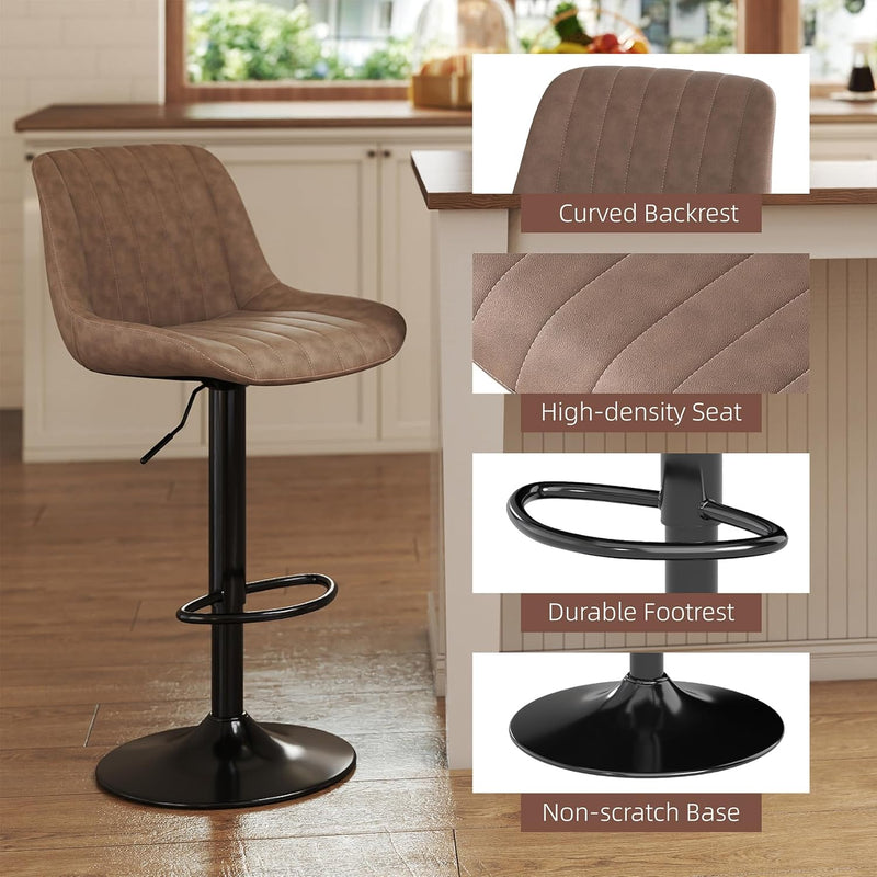 Bar Stools Swivel Counter Height Barstools with Back (Set of 4)