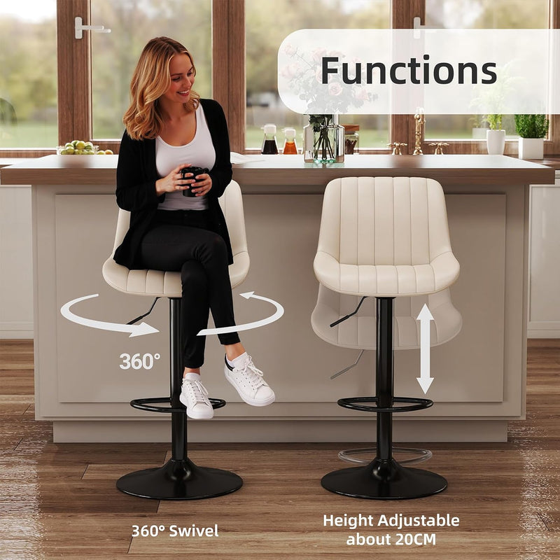 Bar Stools Swivel Counter Height Barstools with Back (Set of 4)