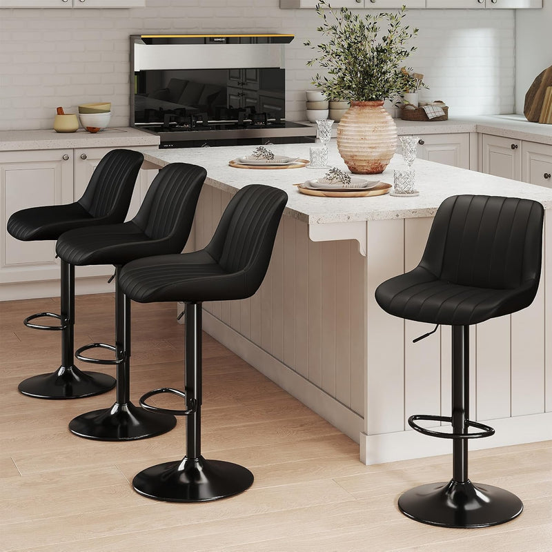 Bar Stools Swivel Counter Height Barstools with Back (Set of 4)