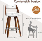 Bar Stools Thick Padded Barstools Wooden Kitchen Chair (Set of 2)