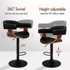 Bar Stools Thick Padded Barstools Wooden Kitchen Chair (Set of 2)