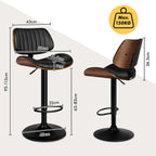Bar Stools Thick Padded Barstools Wooden Kitchen Chair (Set of 2)