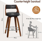 Bar Stools Thick Padded Barstools Wooden Kitchen Chair (Set of 2)