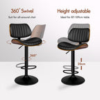 Bar Stools Thick Padded Barstools Wooden Kitchen Chair (Set of 2)