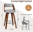 Bar Stools Thick Padded Barstools Wooden Kitchen Chair (Set of 2)