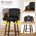 Bar Stools Thick Padded Barstools Wooden Kitchen Chair (Set of 2)
