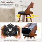Bar Stools Thick Padded Barstools Wooden Kitchen Chair (Set of 2)