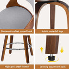 Bar Stools Thick Padded Barstools Wooden Kitchen Chair (Set of 2)