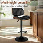 Bar Stools Thick Padded Barstools Wooden Kitchen Chair (Set of 2)
