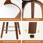 Bar Stools Thick Padded Barstools Wooden Kitchen Chair (Set of 2)