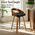 Bar Stools Thick Padded Barstools Wooden Kitchen Chair (Set of 2)