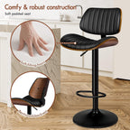 Bar Stools Thick Padded Barstools Wooden Kitchen Chair (Set of 2)