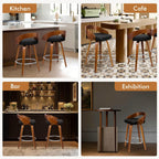 Bar Stools Thick Padded Barstools Wooden Kitchen Chair (Set of 2)
