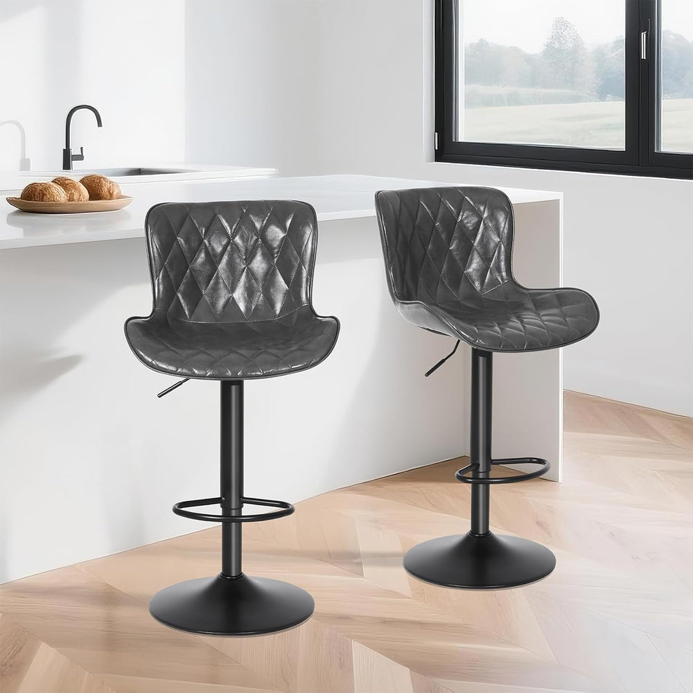 Bar Stools Waterproof Leather Height Adjustable Swivel Stool (Set of 3)