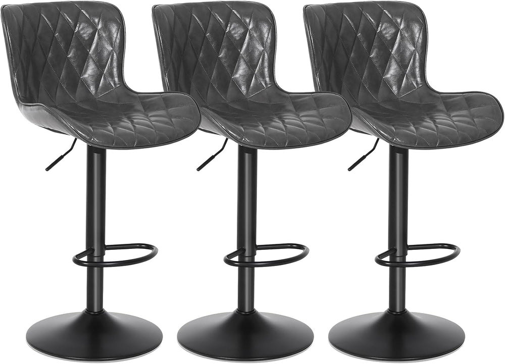 Bar Stools Waterproof Leather Height Adjustable Swivel Stool (Set of 3)